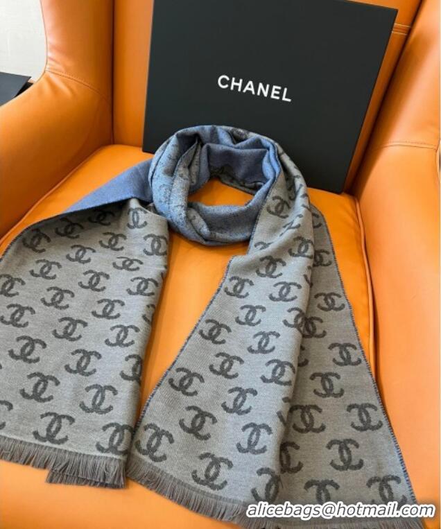 Famous Brand Chanel Wool Cashmere Long Scarf 35x185cm 1128 Dark Grey 2024