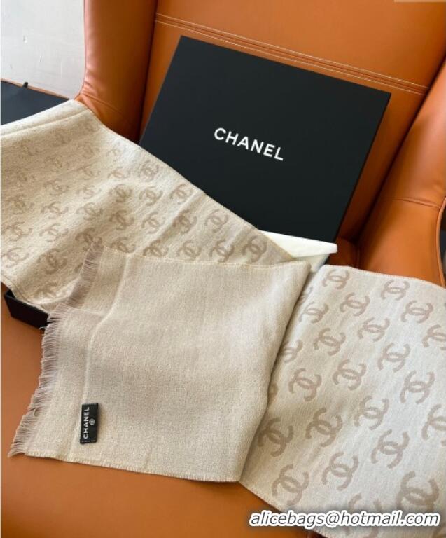 Traditional Discount Chanel Wool Cashmere Long Scarf 35x185cm 1128 Beige Grey 2024