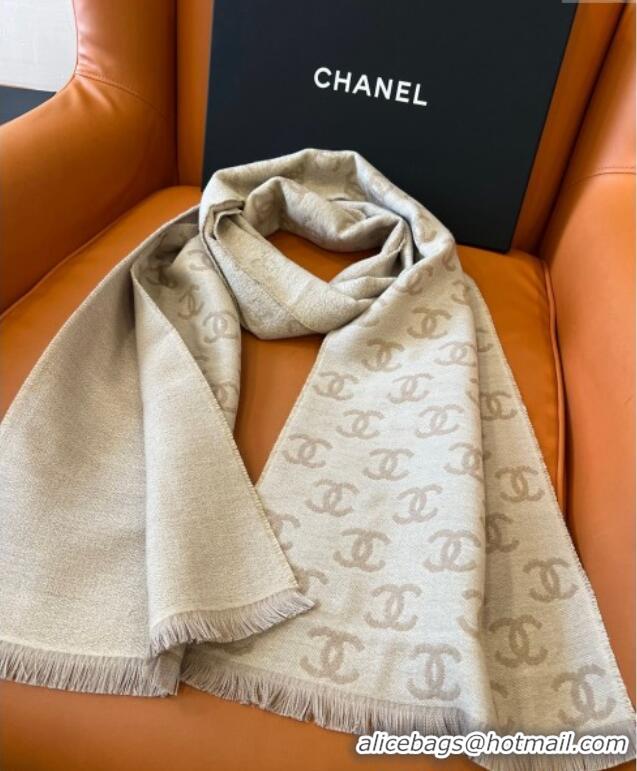 Traditional Discount Chanel Wool Cashmere Long Scarf 35x185cm 1128 Beige Grey 2024