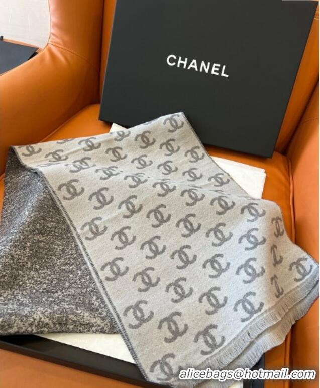 Good Product Chanel Wool Cashmere Long Scarf 35x185cm 1128 Light Grey 2024