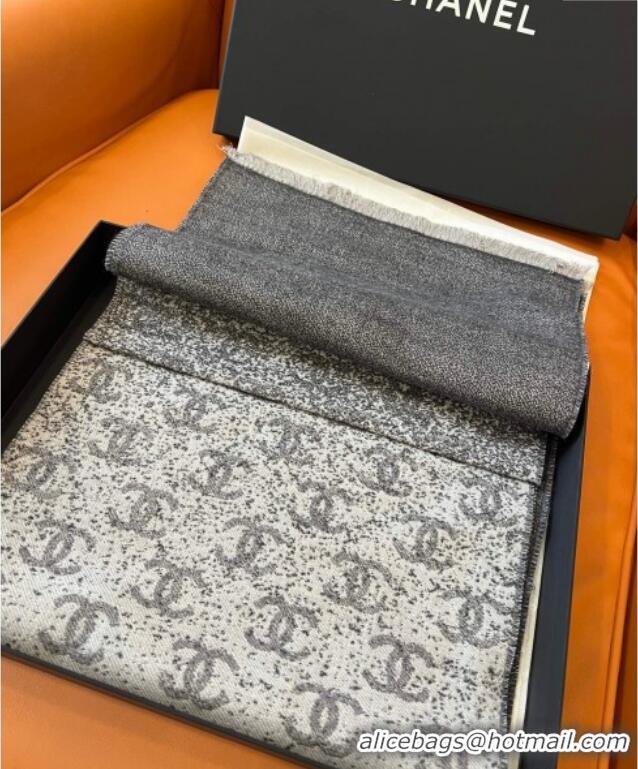 Good Product Chanel Wool Cashmere Long Scarf 35x185cm 1128 Light Grey 2024