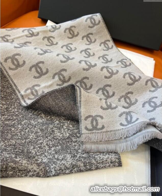 Good Product Chanel Wool Cashmere Long Scarf 35x185cm 1128 Light Grey 2024