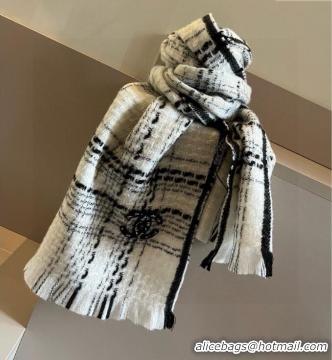 Big Discount Chanel Long Scarf CH121111 White 2024