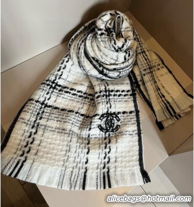 Big Discount Chanel Long Scarf CH121111 White 2024