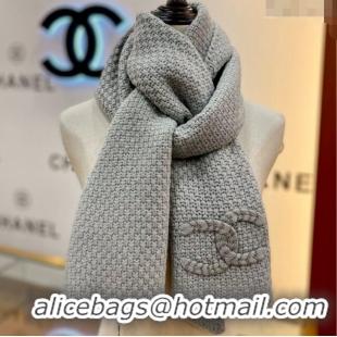 Discount Chanel Cashmere Cashmere Scarf CH011004 Grey 2025 Top Quality