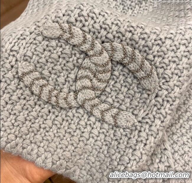 Discount Chanel Cashmere Cashmere Scarf CH011004 Grey 2025 Top Quality