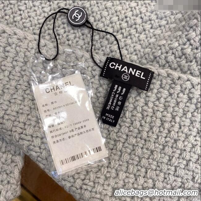 Discount Chanel Cashmere Cashmere Scarf CH011004 Grey 2025 Top Quality