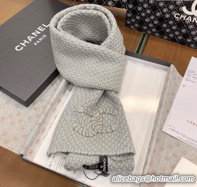 Discount Chanel Cashmere Cashmere Scarf CH011004 Grey 2025 Top Quality