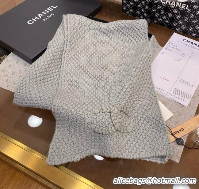 Discount Chanel Cashmere Cashmere Scarf CH011004 Grey 2025 Top Quality