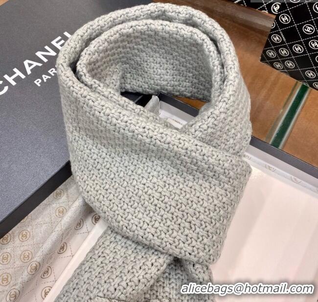 Discount Chanel Cashmere Cashmere Scarf CH011004 Grey 2025 Top Quality