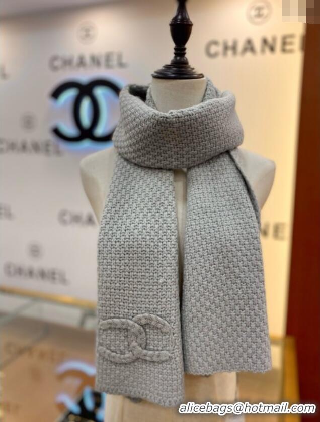 Discount Chanel Cashmere Cashmere Scarf CH011004 Grey 2025 Top Quality