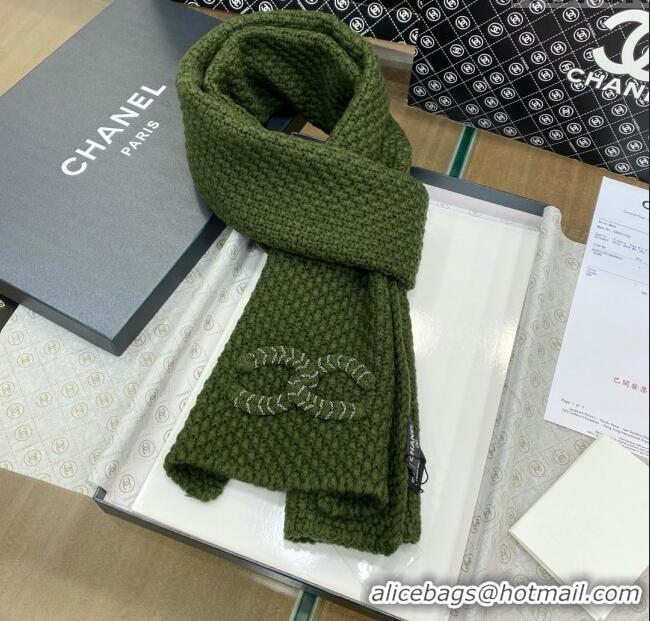 Luxurious Chanel Cashmere Cashmere Scarf CH011005 Green 2025 Top Quality