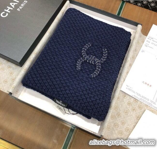 Best Product Chanel Cashmere Cashmere Scarf CH011006 Blue 2025 Top Quality