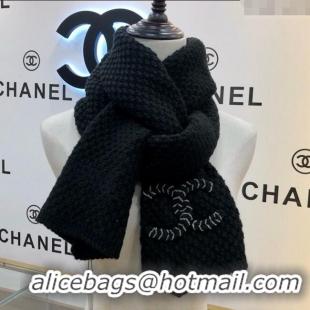 Best Price Chanel Cashmere Cashmere Scarf CH011007 Black 2025 Top Quality