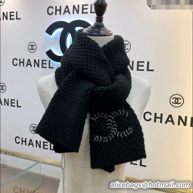 Best Price Chanel Cashmere Cashmere Scarf CH011007 Black 2025 Top Quality