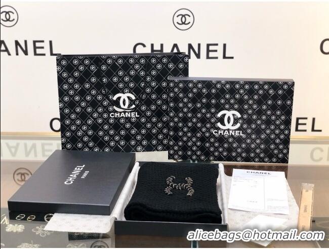 Best Price Chanel Cashmere Cashmere Scarf CH011007 Black 2025 Top Quality