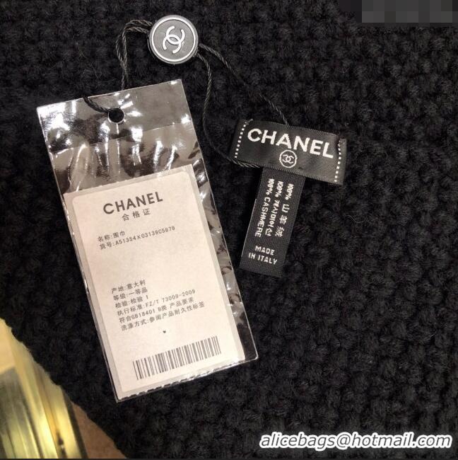 Best Price Chanel Cashmere Cashmere Scarf CH011007 Black 2025 Top Quality