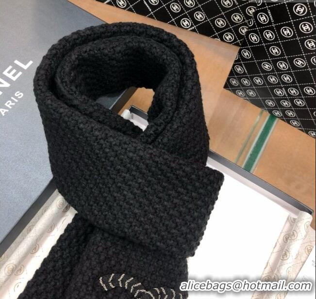 Best Price Chanel Cashmere Cashmere Scarf CH011007 Black 2025 Top Quality