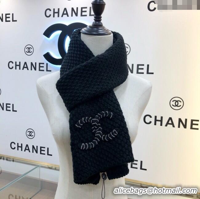 Best Price Chanel Cashmere Cashmere Scarf CH011007 Black 2025 Top Quality