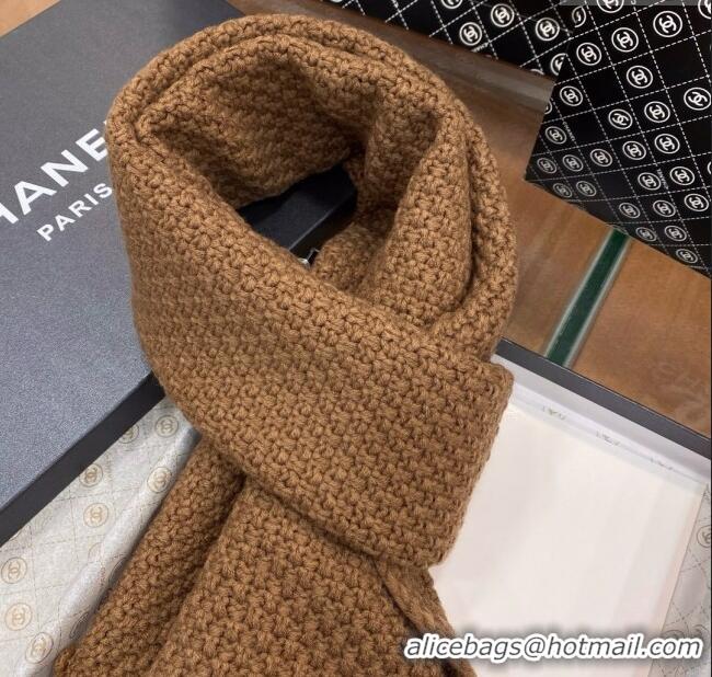 New Design Chanel Cashmere Cashmere Scarf CH011008 Brown 2025 Top Quality