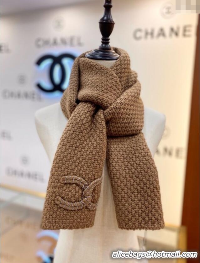 New Design Chanel Cashmere Cashmere Scarf CH011008 Brown 2025 Top Quality