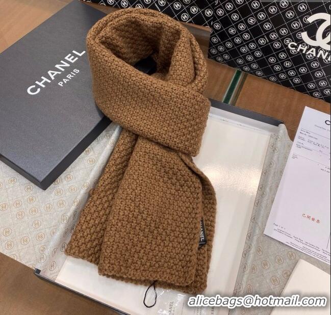 New Design Chanel Cashmere Cashmere Scarf CH011008 Brown 2025 Top Quality