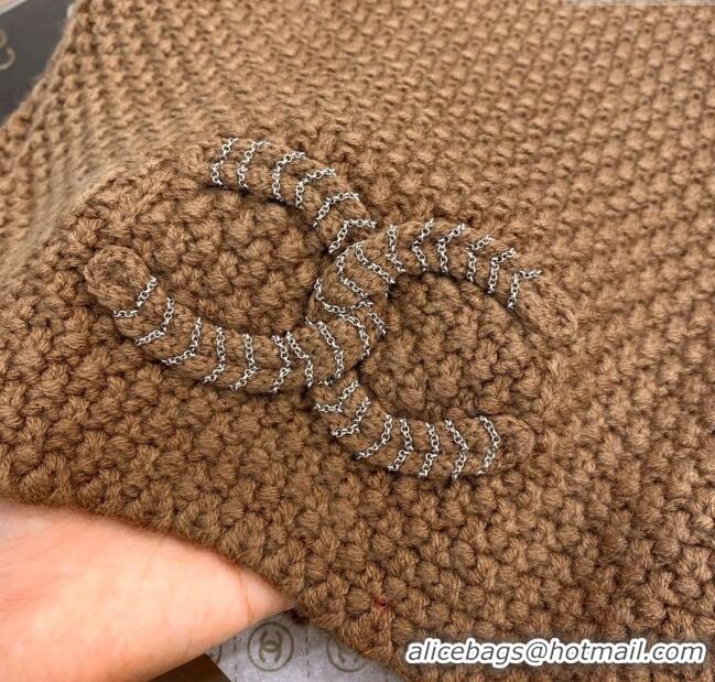 New Design Chanel Cashmere Cashmere Scarf CH011008 Brown 2025 Top Quality