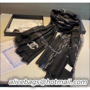 Cheapest Chanel Cashmere Check Long Scarf 100x200cm 0115 Black 2025