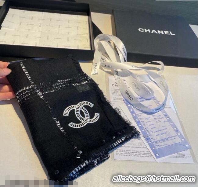 Cheapest Chanel Cashmere Check Long Scarf 100x200cm 0115 Black 2025