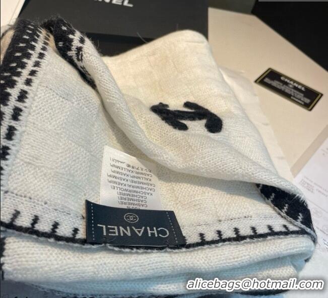 Well Crafted Chanel Cashmere Long Scarf 70x200cm 0115 White 2025