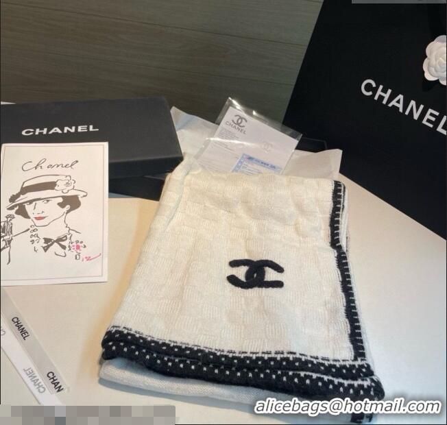 Well Crafted Chanel Cashmere Long Scarf 70x200cm 0115 White 2025