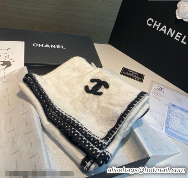 Well Crafted Chanel Cashmere Long Scarf 70x200cm 0115 White 2025