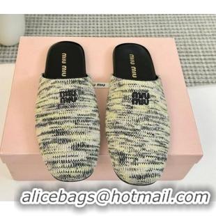 Most Popular Miu Miu Knit Flat Mules Beige 0224057