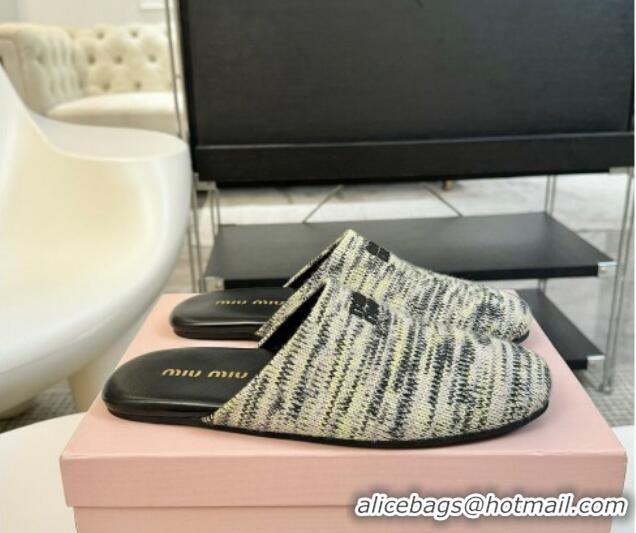 Most Popular Miu Miu Knit Flat Mules Beige 0224057