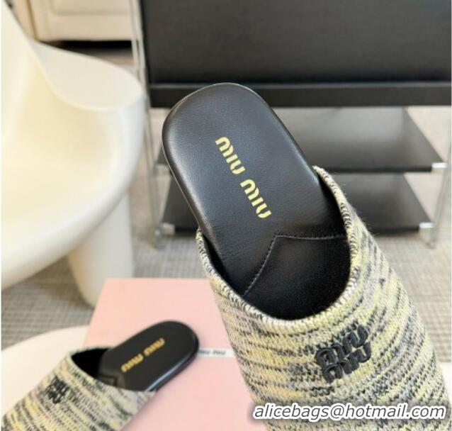 Most Popular Miu Miu Knit Flat Mules Beige 0224057