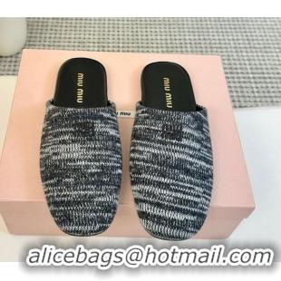 Purchase Miu Miu Knit Flat Mules Black 0224058