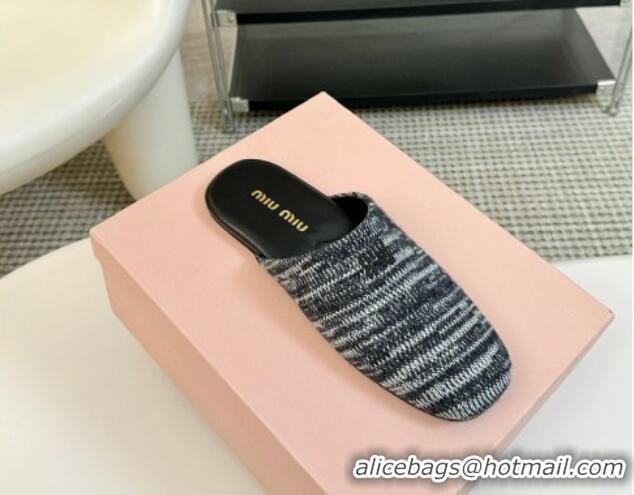 Purchase Miu Miu Knit Flat Mules Black 0224058