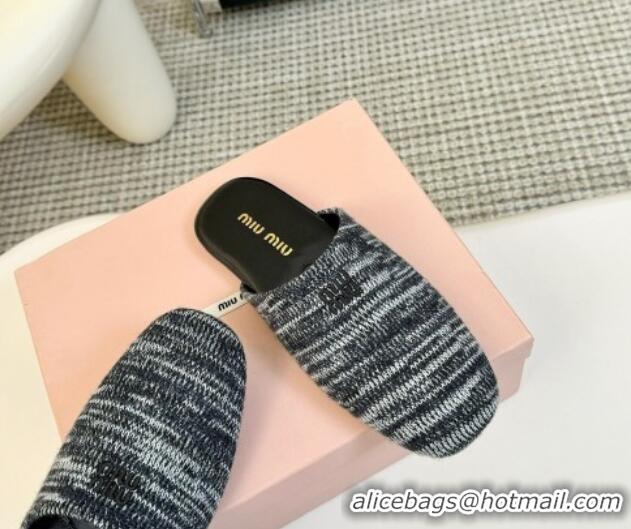 Purchase Miu Miu Knit Flat Mules Black 0224058