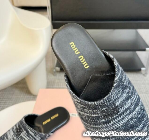 Purchase Miu Miu Knit Flat Mules Black 0224058