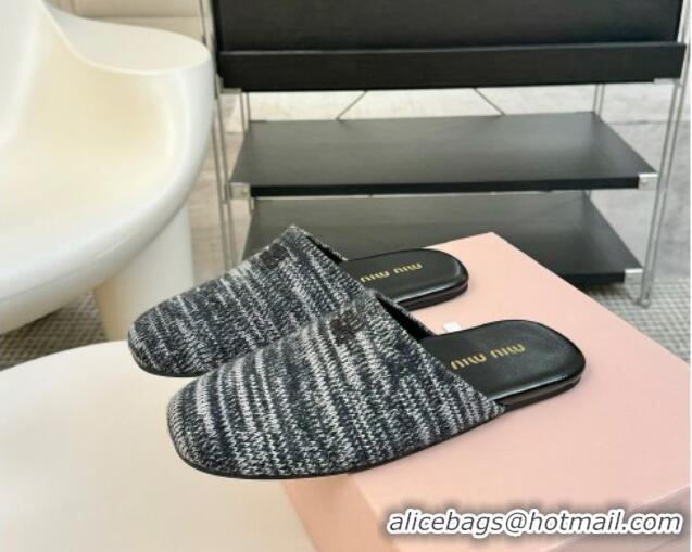 Purchase Miu Miu Knit Flat Mules Black 0224058