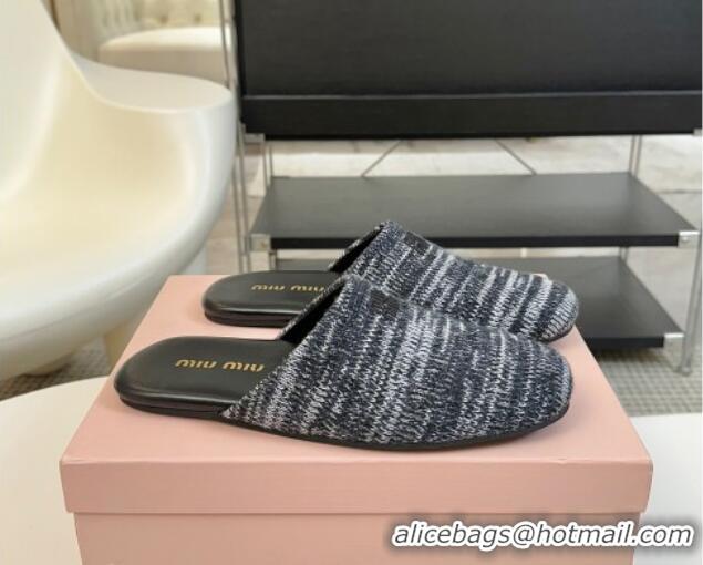 Purchase Miu Miu Knit Flat Mules Black 0224058