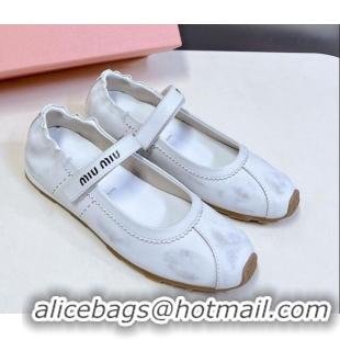 Popular Style Miu Miu Bleached nappa leather ballerinas flats White 0224060