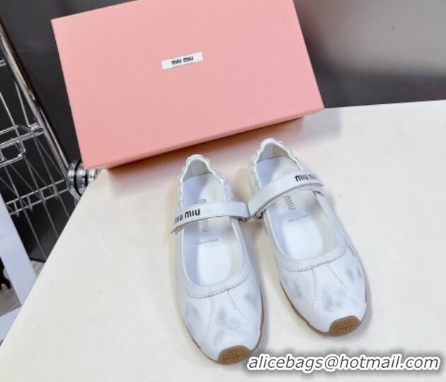 Popular Style Miu Miu Bleached nappa leather ballerinas flats White 0224060