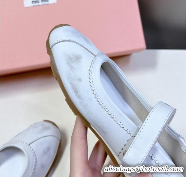 Popular Style Miu Miu Bleached nappa leather ballerinas flats White 0224060