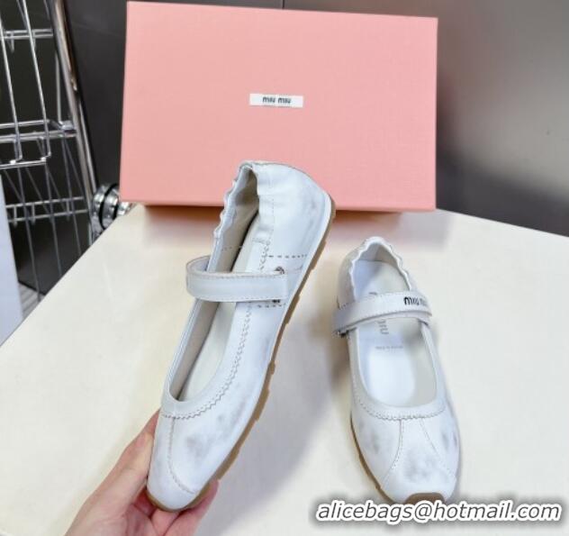 Popular Style Miu Miu Bleached nappa leather ballerinas flats White 0224060