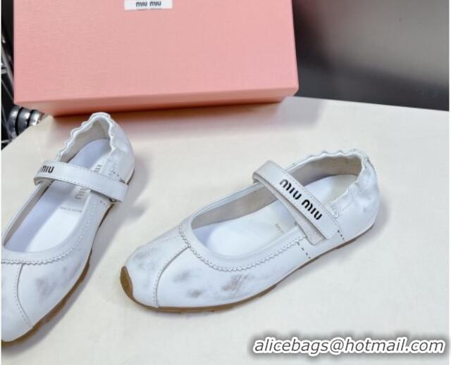 Popular Style Miu Miu Bleached nappa leather ballerinas flats White 0224060