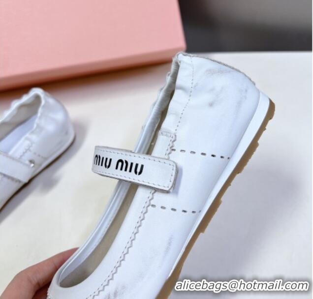 Popular Style Miu Miu Bleached nappa leather ballerinas flats White 0224060