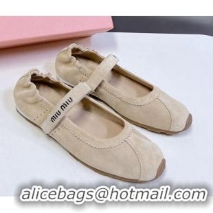 Shop Duplicate Miu Miu Suede ballerinas flats Beige 0224062