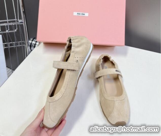 Shop Duplicate Miu Miu Suede ballerinas flats Beige 0224062