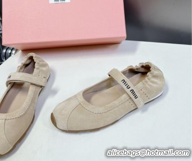 Shop Duplicate Miu Miu Suede ballerinas flats Beige 0224062